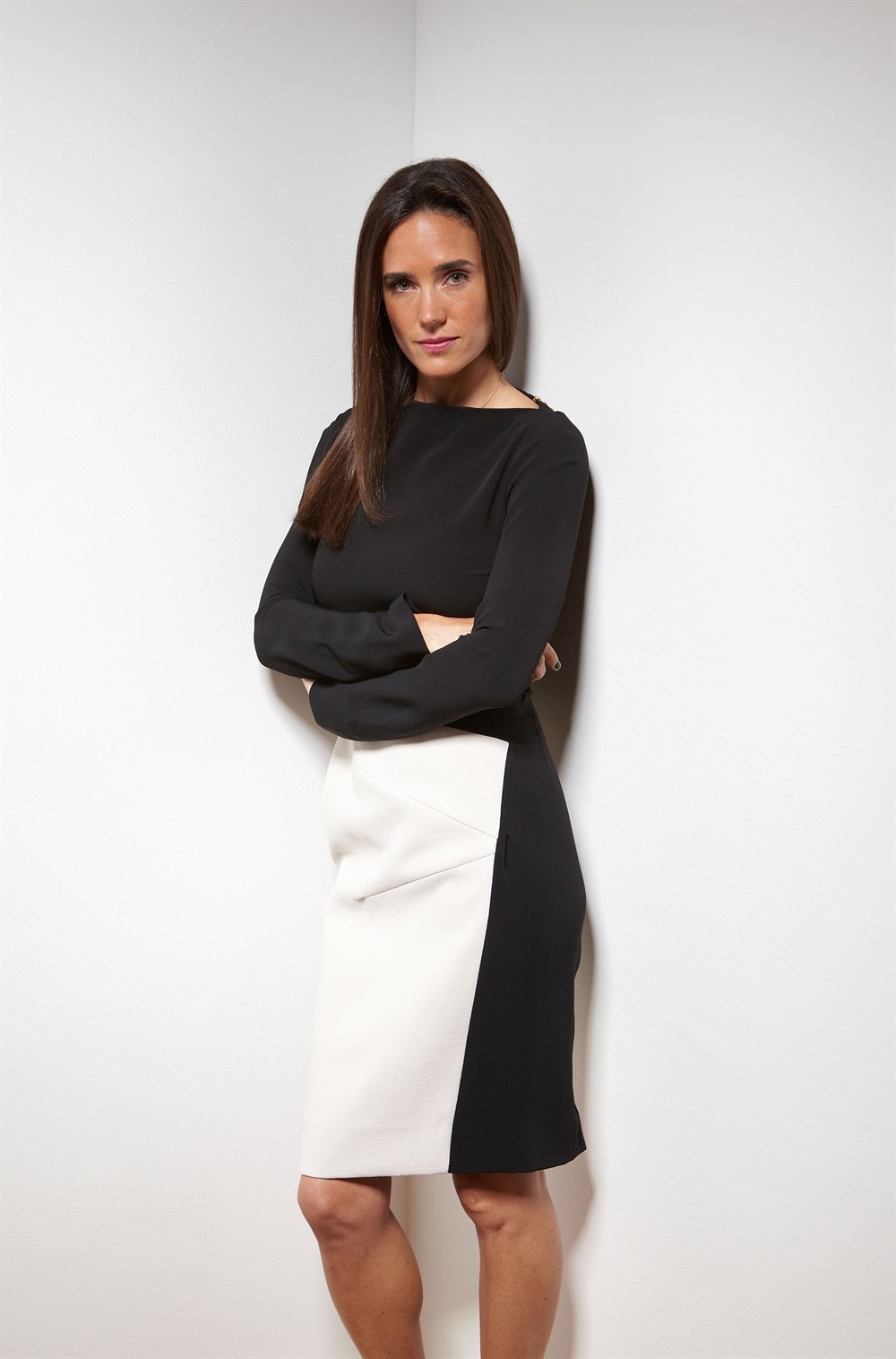 詹妮弗康纳利黑白连衣裙性感写真611