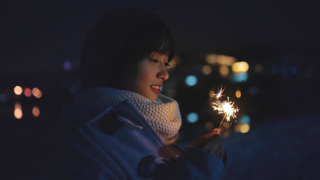 沈月唯美夜景烟花图片39