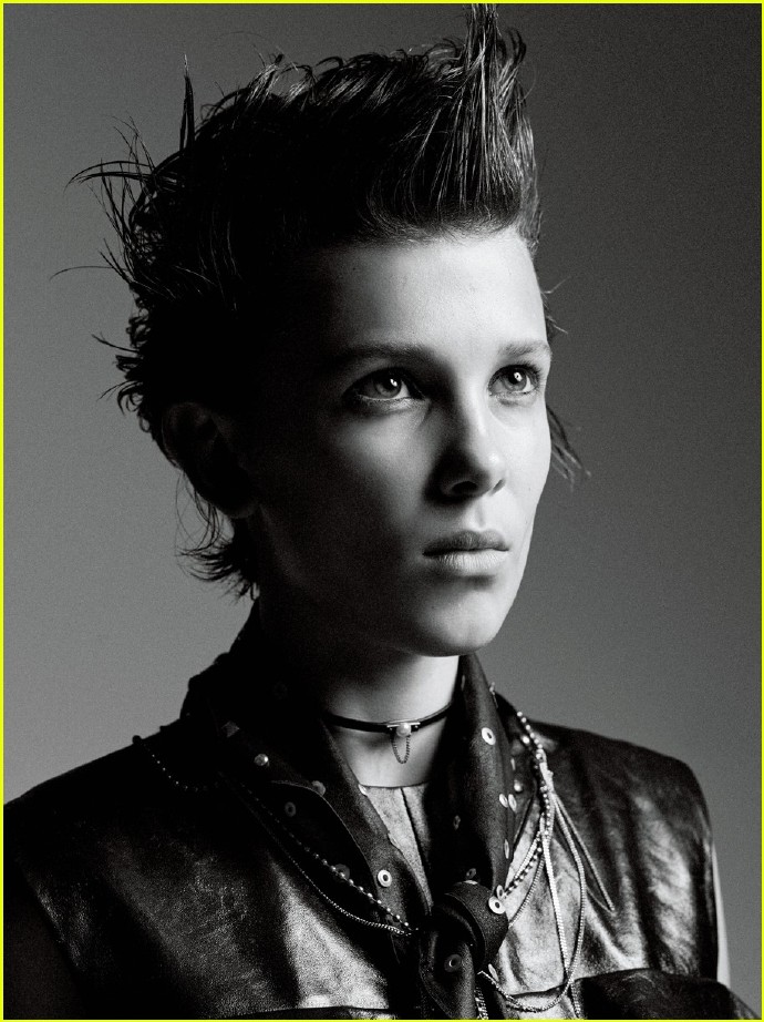 小11米莉博比布朗黑白酷美摇滚风写真图片29