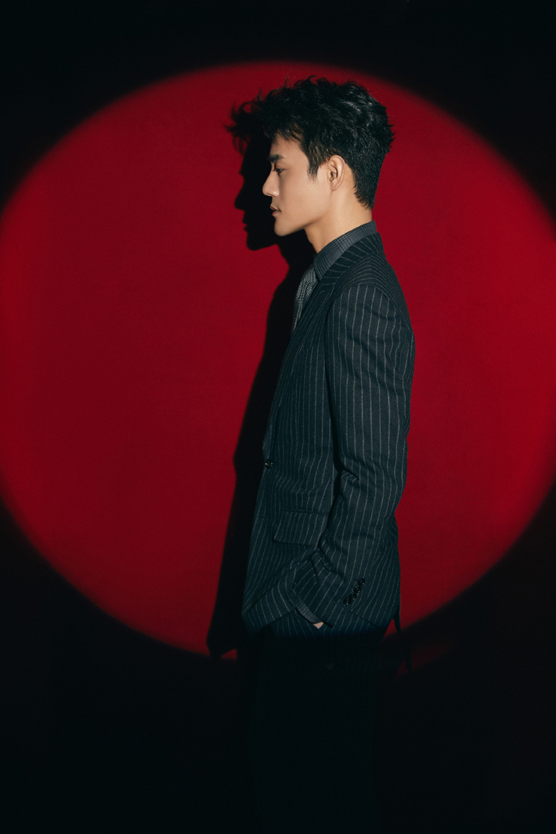 王凯条纹西装帅气写真图片23