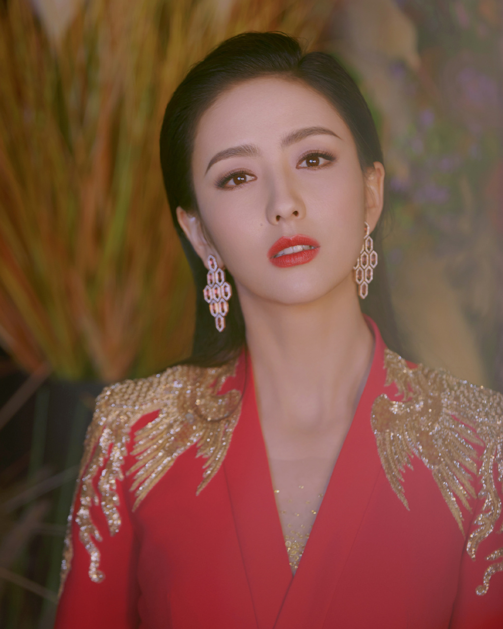 佟丽娅春节红色礼服性感写真图片17