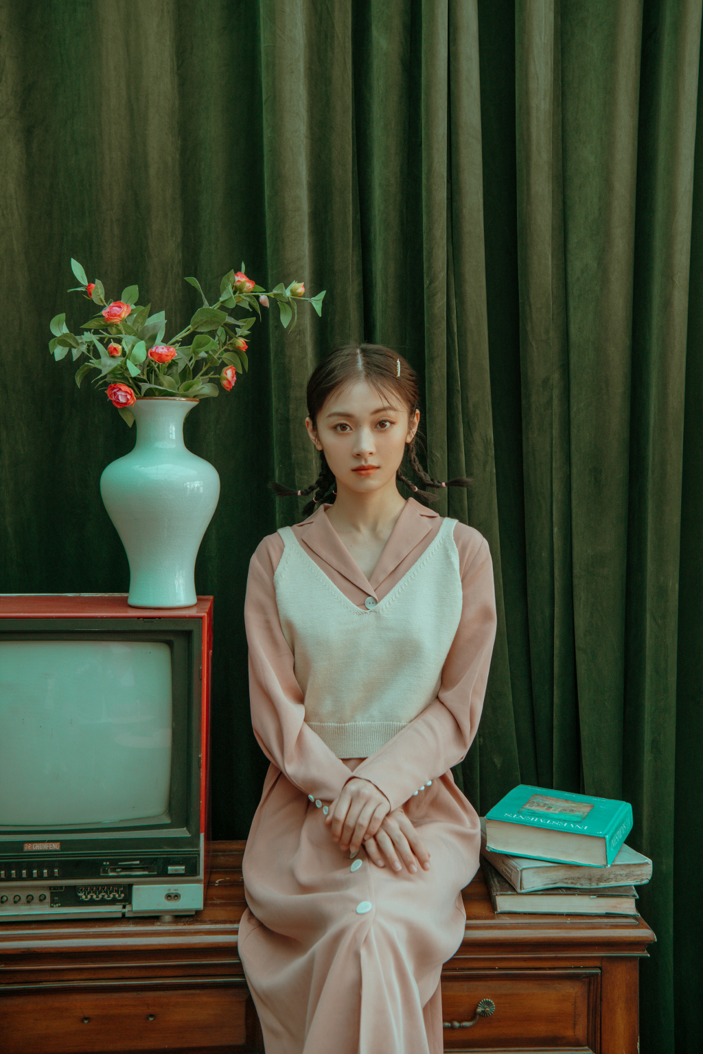 邵芸珊瑚粉裙糖果系写真图片39