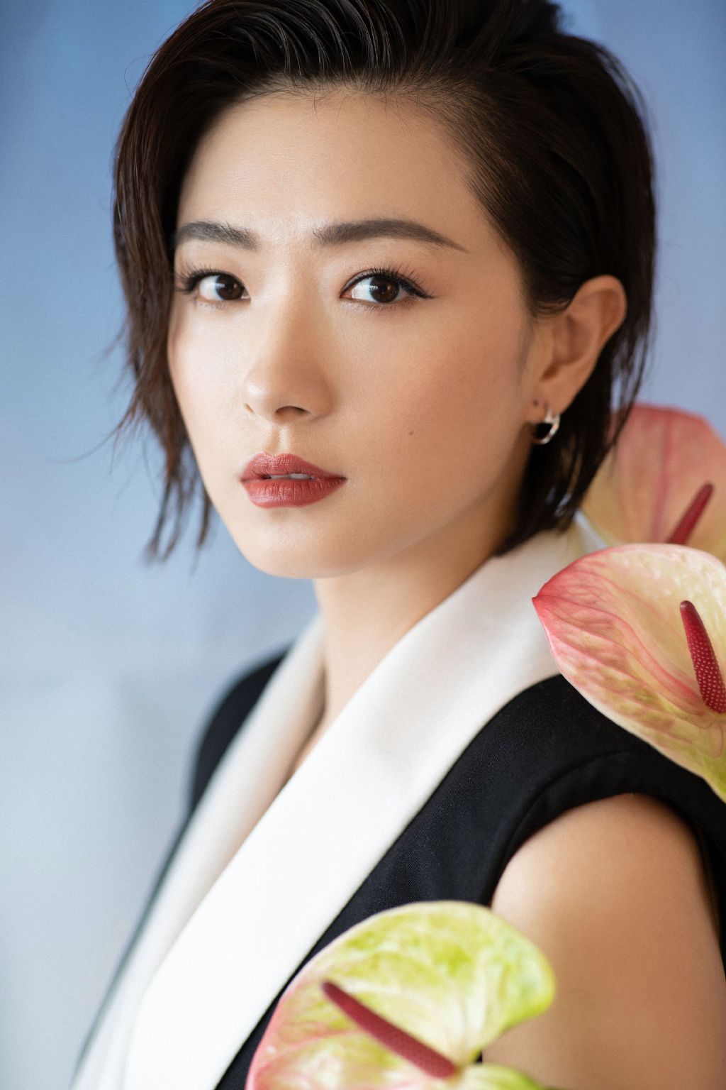 万茜双排扣连衣裙性感图片413