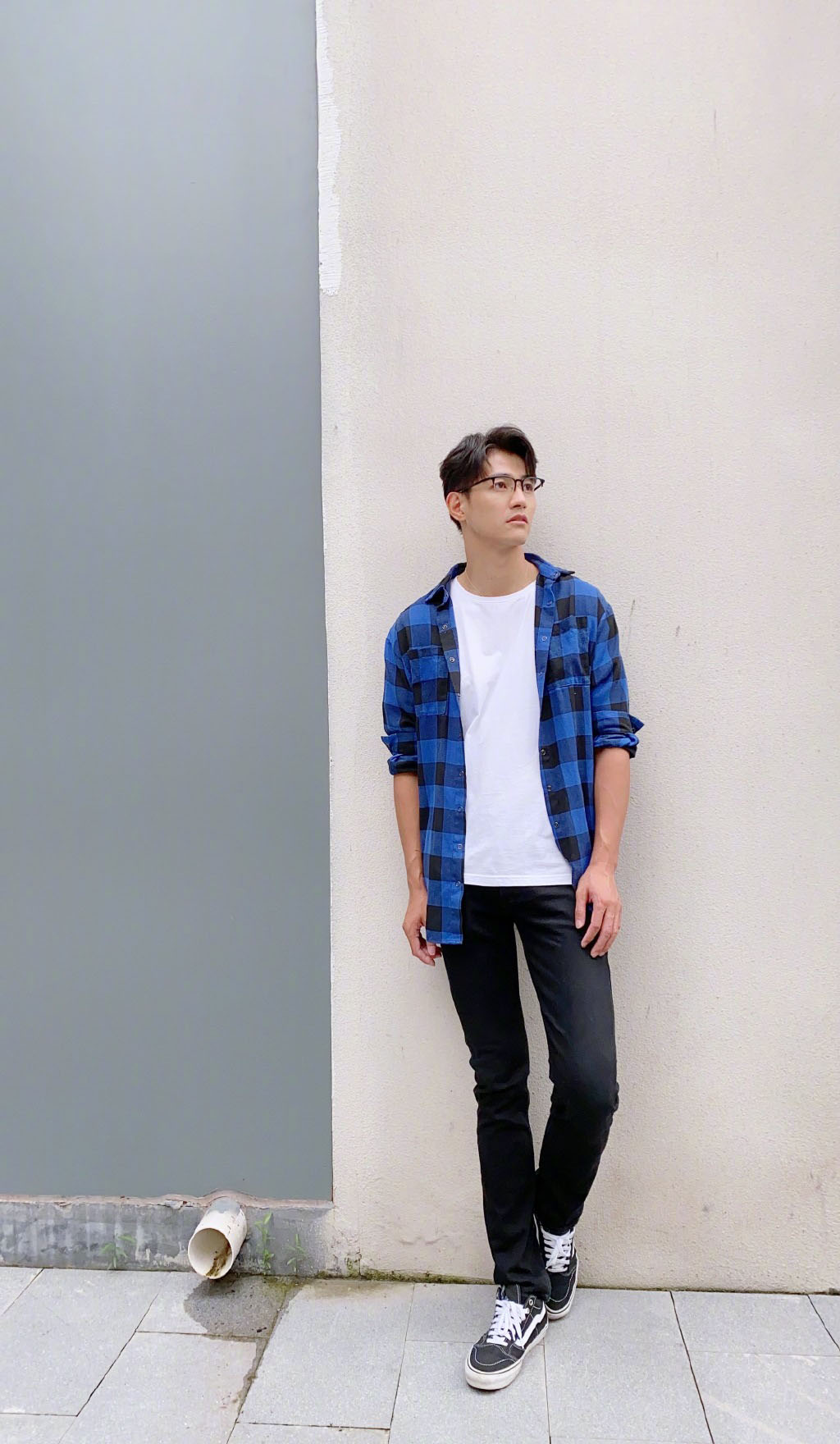 李子峰格子衬衣随性街拍照图片36