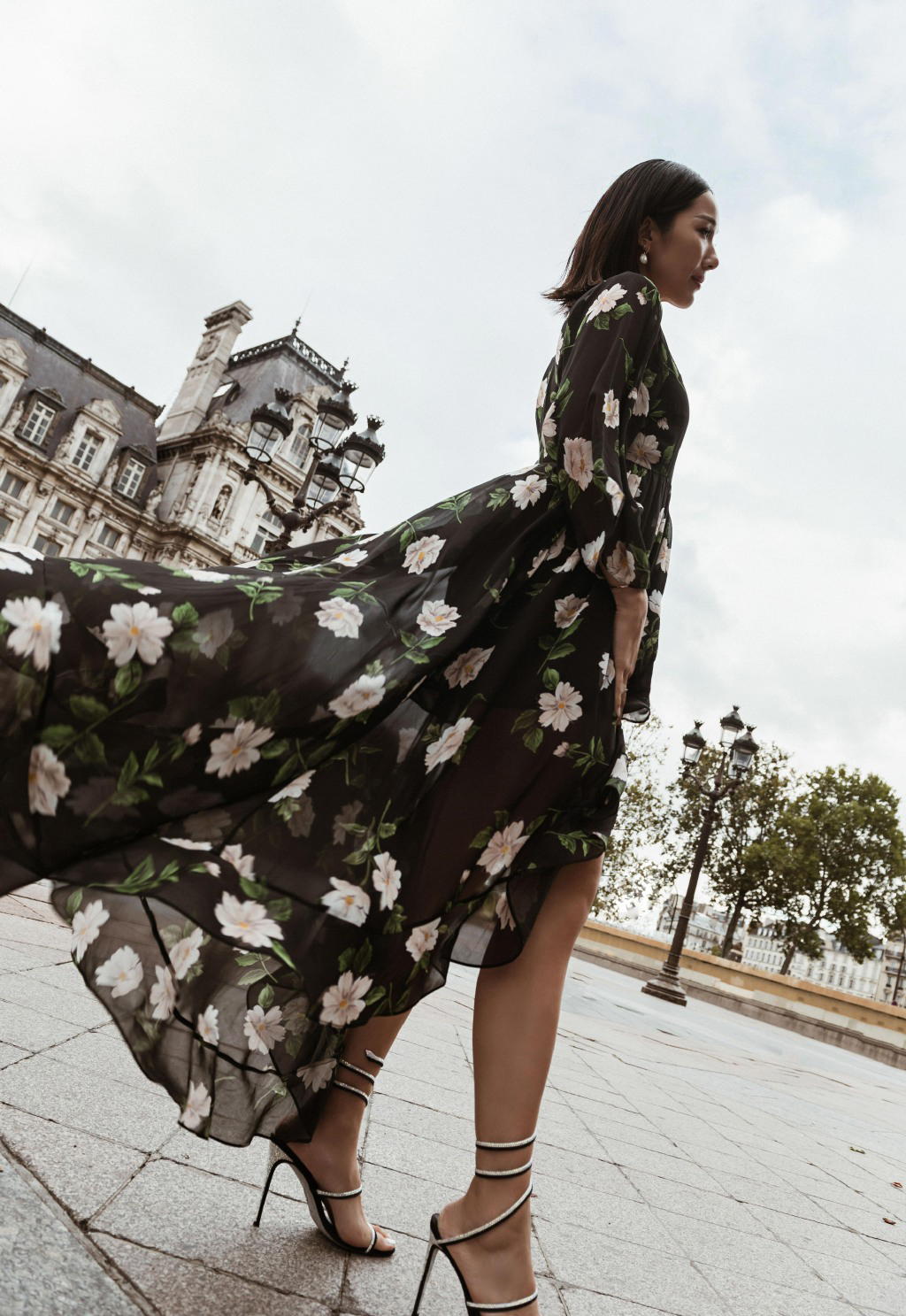 李亚男李开叉印花长裙街拍图片写真69